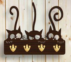 Cat With A Hanging Hook For Laser Cut Cnc Free DXF File