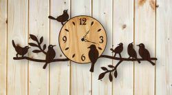 Wall Clock And Nightingale Birds For Laser Cut Cnc Free DXF File