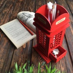British Phone Booth Pencil Holder For Laser Cut Cnc Free DXF File