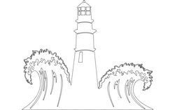 Lighthouse With Waves Scenery Free DXF File