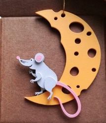 Mouse With Moon For Laser Cut Free DXF File