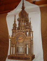 Wooden Clock Tower For Laser Cut Free DXF File