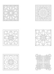 Laser Cut Collection Of Square Ornaments Patterns Free DXF File