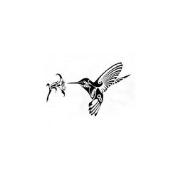 Humming Bird And Flower Art Free DXF File