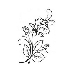 Rose And Rosebuds Beautiful Flower Stencil Free DXF File