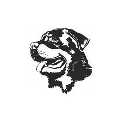 Rottweiler Dog Head Black White Free DXF File