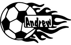 Soccer Ball With Flames And Name Free DXF File