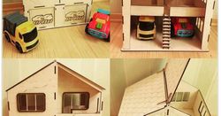Laser Cut The House And Garage For Two Cars Free DXF File