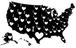 I Love States Map Free DXF File