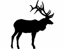 Large Black Bull Elk Silhouette Free DXF File