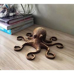 Laser Cut Octopus Layered Wooden Template Free DXF File