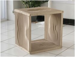 Laser Cut Wooden Four Sided Stool Free DXF File