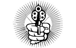 Hand With Pistol Cartoon Free DXF File