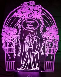 Couple Personalized 3d Illusion Lamp Laser Cutting Template Free DXF File