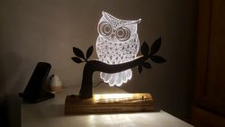 Owl 3d Illusion Led Night Light Free DXF File
