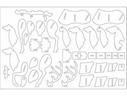 Deer With Rack 3d Puzzle Free DXF File