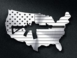 American Flag With A Gun Cut Out Free DXF File