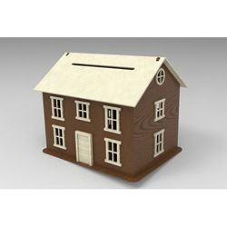 Laser Cut House Small Bank Free DXF File