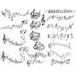 Music Notes Collection Clipart Free DXF File