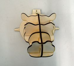 Laser Cut Hippo Head Wall Decor Animal Head Trophy Free DXF File