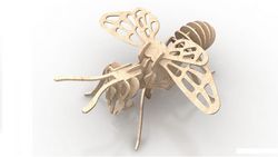 Laser cut Bee 1.5mm 3d Insect Puzzle Free DXF File