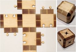 Laser Cut Foldable Wood Cube Free DXF File