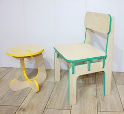 Furniture Children Stool And Highchair Free DXF File