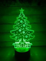 Christmas Tree 3d Illusion Lamp Laser Cutting Template Free DXF File