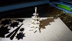 Laser Cut Christmas Tree Ornament For Reel Trees 110x110x2.5 Free DXF File