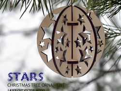 stars. Christmas Tree Ball Ornament Free DXF File