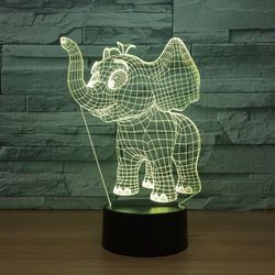 Laser Cut Baby Elephant 3d Night Light Desk 3d Optical Illusion Lamp Free DXF File