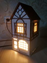 House Shaped Night Light Lamp Laser Cut Plans Free DXF File