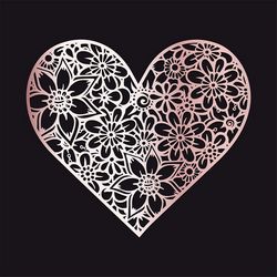 Laser Cut Engraving Floral Heart Free DXF File