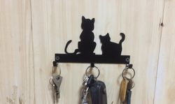 Laser Cut Cats Key Hanger Hooks Wall Mounted Storage Holder Free DXF File