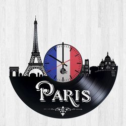 Paris France Vinyl Record Wall Clock Free DXF File