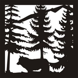 24 x24 New Wolf Trees Mountain Plasma Art Free DXF File