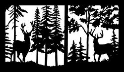 28 X 48 Two Buck Deer Trees Plasma Art Free DXF File