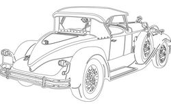 Old Classic Car Sticker Free DXF File