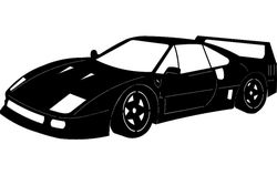 Silhouette Sticker Ferrari Car Free DXF File