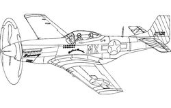 Aircraft p51 Mustang Silhouette Sketch Free DXF File