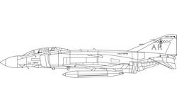 Aircraft Phantom Jet Silhouette Sketch Free DXF File
