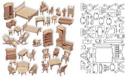 Doll House Furniture Items Design Free DXF File