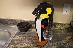 Wooden Penguin Wine Bottle Stand Free DXF File