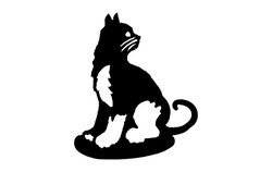 Black And White Sitting Cat Sketch Free DXF File